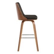 Nolte 26" Swivel Counter Stool in Brown Faux Leather and Walnut Wood - Furniture City (CA)l
