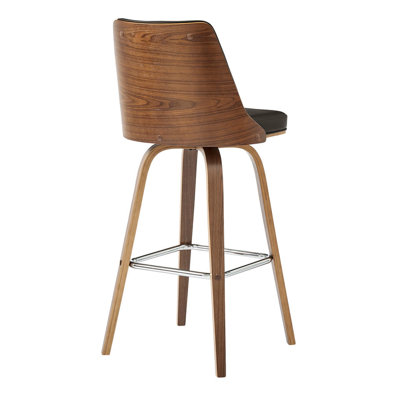 Nolte 26" Swivel Counter Stool in Brown Faux Leather and Walnut Wood - Furniture City (CA)l