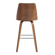 Nolte 26" Swivel Counter Stool in Brown Faux Leather and Walnut Wood - Furniture City (CA)l