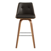 Nolte 30" Swivel Bar Stool in Brown Faux Leather and Walnut Wood - Furniture City (CA)l