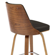 Nolte 30" Swivel Bar Stool in Brown Faux Leather and Walnut Wood - Furniture City (CA)l