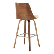 Nolte 30" Swivel Bar Stool in Cream Faux Leather and Walnut Wood - Furniture City (CA)l