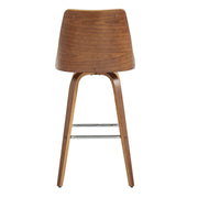 Nolte 30" Swivel Bar Stool in Cream Faux Leather and Walnut Wood - Furniture City (CA)l