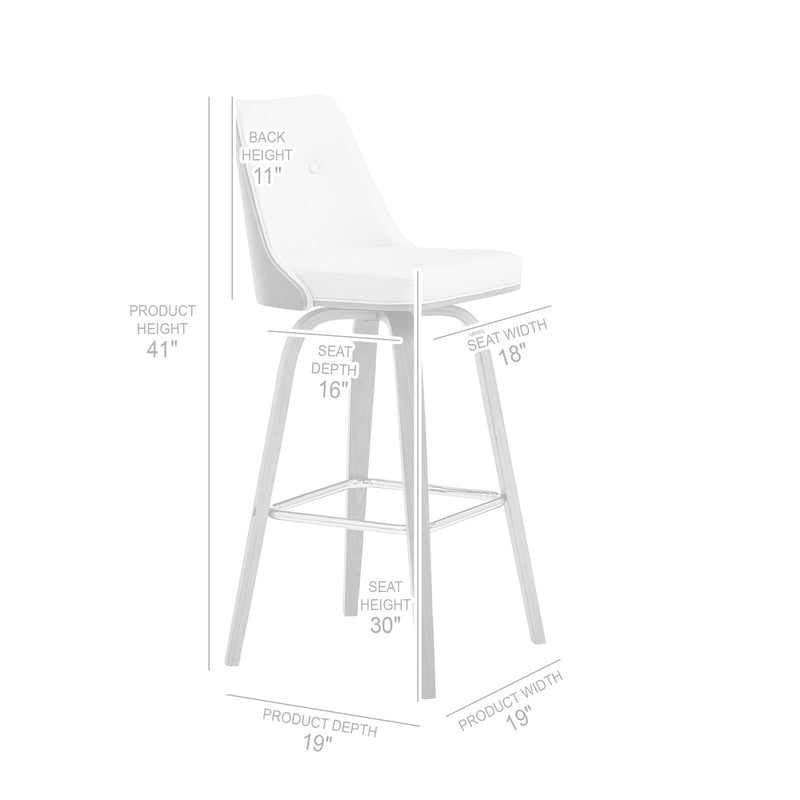 Nolte 30" Swivel Bar Stool in Cream Faux Leather and Walnut Wood - Furniture City (CA)l