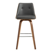 Nolte 30" Swivel Bar Stool in Gray Faux Leather and Walnut Wood - Furniture City (CA)l
