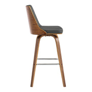 Nolte 30" Swivel Bar Stool in Gray Faux Leather and Walnut Wood - Furniture City (CA)l