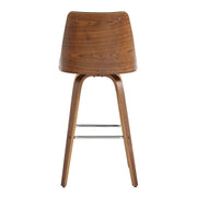 Nolte 30" Swivel Bar Stool in Gray Faux Leather and Walnut Wood - Furniture City (CA)l