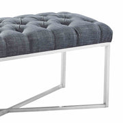 Noel Contemporary Bench in Slate Gray Linen and Brushed Stainless Steel Finish - Furniture City (CA)l