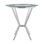 Naomi Round Glass and Brushed Stainless Steel Bar Table - Furniture City (CA)l