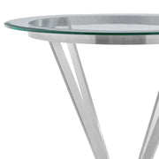 Naomi Round Glass and Brushed Stainless Steel Bar Table - Furniture City (CA)l