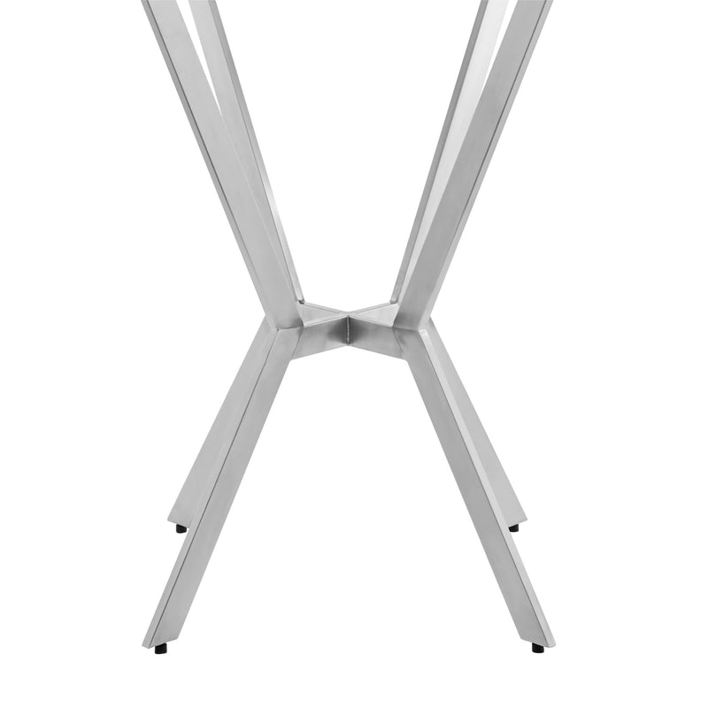 Naomi Round Glass and Brushed Stainless Steel Bar Table - Furniture City (CA)l