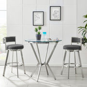 Naomi Round Glass and Brushed Stainless Steel Bar Table - Furniture City (CA)l