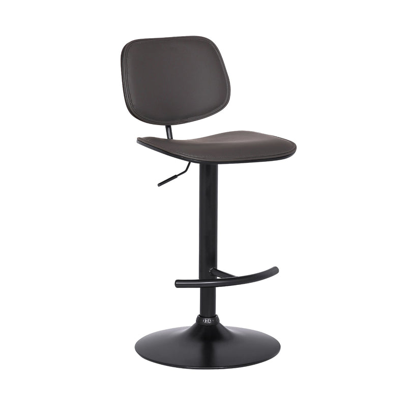 Nancy Adjustable Gray Faux Leather Swivel Barstool in Black Powder Coated Finish - Furniture City (CA)l
