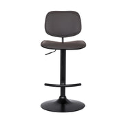 Nancy Adjustable Gray Faux Leather Swivel Barstool in Black Powder Coated Finish - Furniture City (CA)l