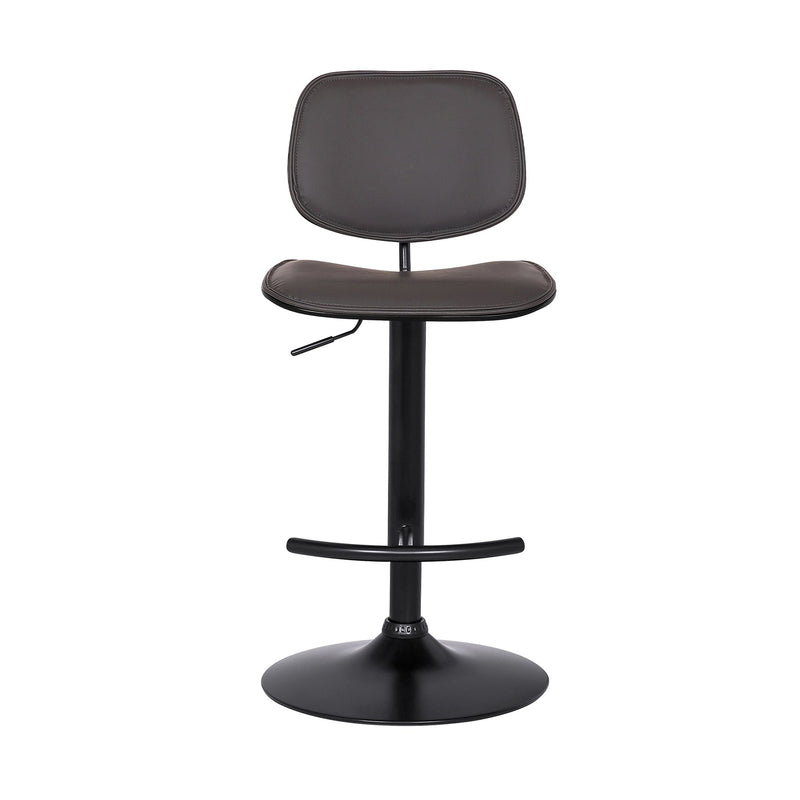 Nancy Adjustable Gray Faux Leather Swivel Barstool in Black Powder Coated Finish - Furniture City (CA)l