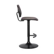 Nancy Adjustable Gray Faux Leather Swivel Barstool in Black Powder Coated Finish - Furniture City (CA)l