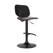 Nancy Adjustable Gray Faux Leather Swivel Barstool in Black Powder Coated Finish - Furniture City (CA)l
