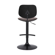 Nancy Adjustable Gray Faux Leather Swivel Barstool in Black Powder Coated Finish - Furniture City (CA)l