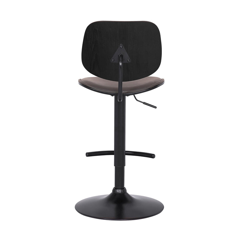 Nancy Adjustable Gray Faux Leather Swivel Barstool in Black Powder Coated Finish - Furniture City (CA)l