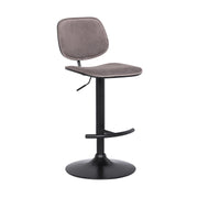 Nancy Adjustable Gray Velvet Swivel Barstool in Black Powder Coated Finish - Furniture City (CA)l
