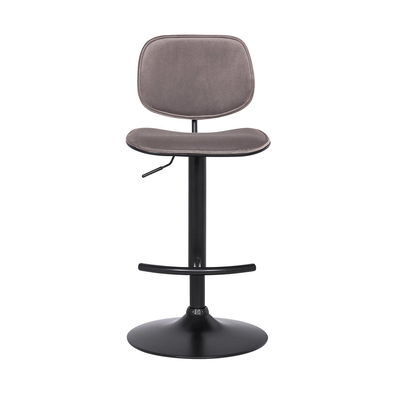 Nancy Adjustable Gray Velvet Swivel Barstool in Black Powder Coated Finish - Furniture City (CA)l