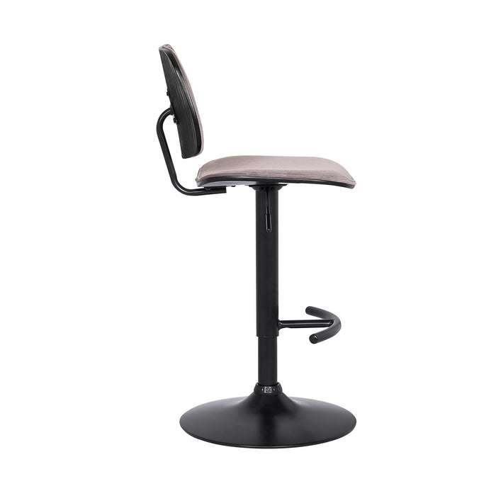 Nancy Adjustable Gray Velvet Swivel Barstool in Black Powder Coated Finish