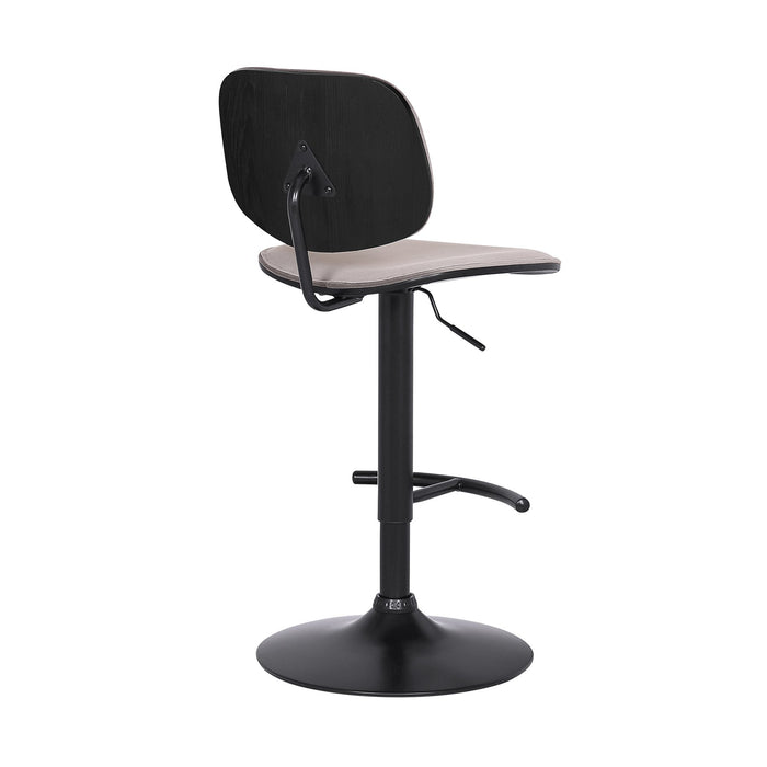 Nancy Adjustable Gray Velvet Swivel Barstool in Black Powder Coated Finish