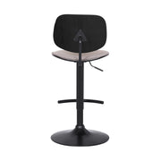 Nancy Adjustable Gray Velvet Swivel Barstool in Black Powder Coated Finish - Furniture City (CA)l