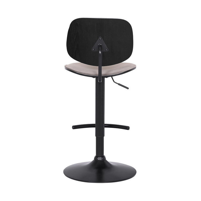 Nancy Adjustable Gray Velvet Swivel Barstool in Black Powder Coated Finish - Furniture City (CA)l