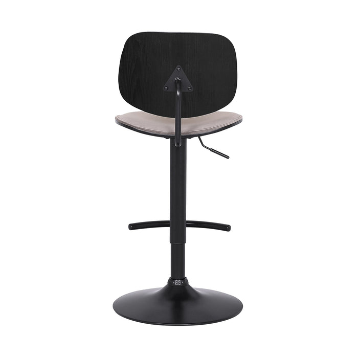 Nancy Adjustable Gray Velvet Swivel Barstool in Black Powder Coated Finish