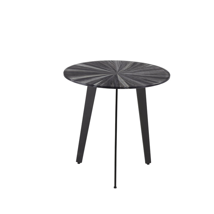 Nina Mid-Century 18.5 in. Round Gray Coffee Table with Tempered Glass Top