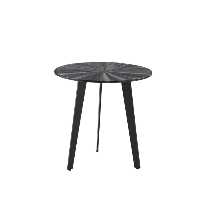 Nina Mid-Century 18.5 in. Round Gray Coffee Table with Tempered Glass Top