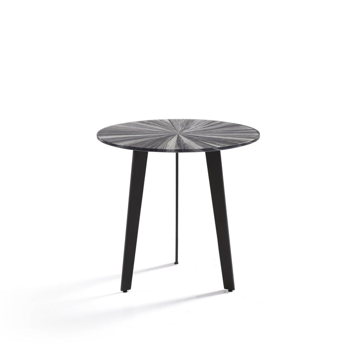 Nina Mid-Century 18.5 in. Round Gray Coffee Table with Tempered Glass Top