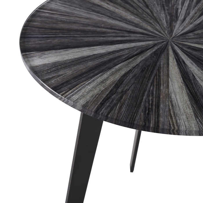 Nina Mid-Century 18.5 in. Round Gray Coffee Table with Tempered Glass Top