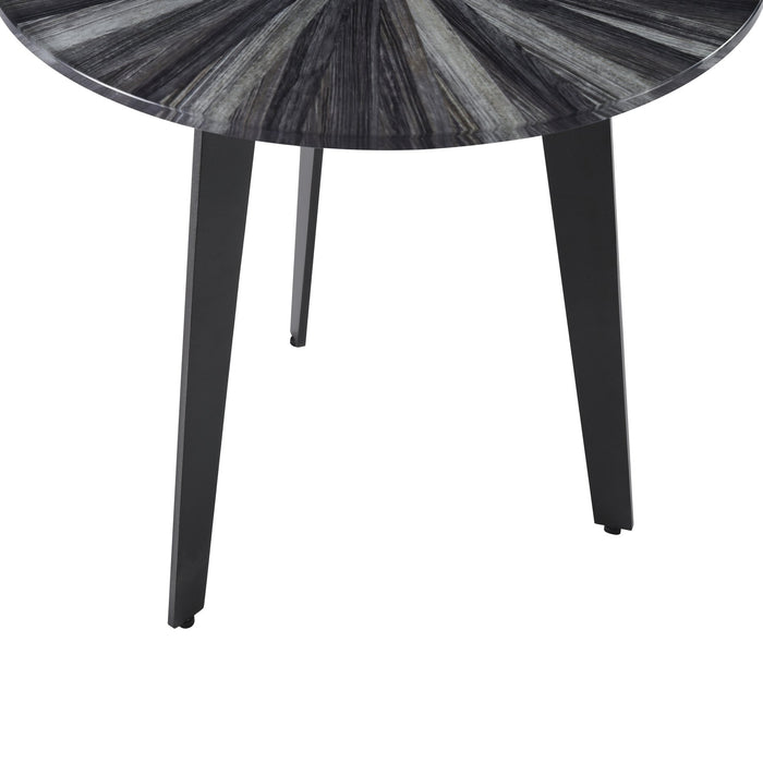 Nina Mid-Century 18.5 in. Round Gray Coffee Table with Tempered Glass Top