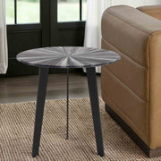 Nina Mid-Century 18.5 in. Round Gray Coffee Table with Tempered Glass Top - Furniture City (CA)l