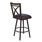 Nova 26" Counter Height Swivel Metal Barstool in Auburn Bay finish with Brown Faux Leather - Furniture City (CA)l