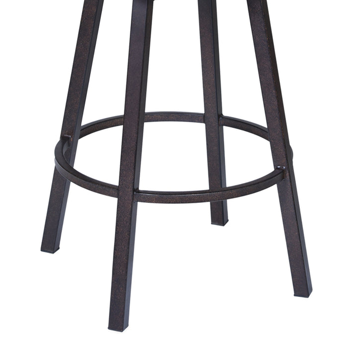 Nova 26" Counter Height Swivel Metal Barstool in Auburn Bay finish with Brown Faux Leather