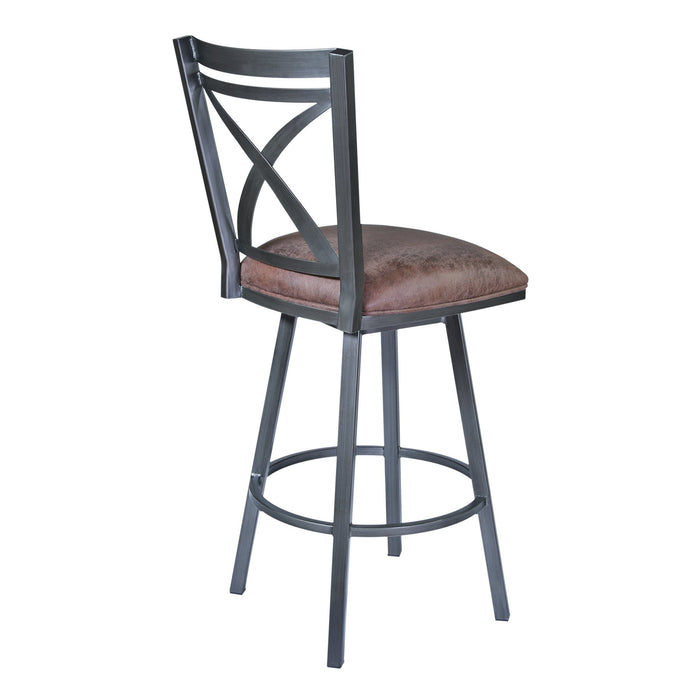 Nova 26" Counter Height Swivel Metal Barstool in Mineral finish with Bandero Tobacco