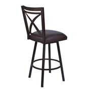 Nova 30" Bar Height Swivel Metal Barstool in Auburn Bay finish with Brown Faux Leather - Furniture City (CA)l