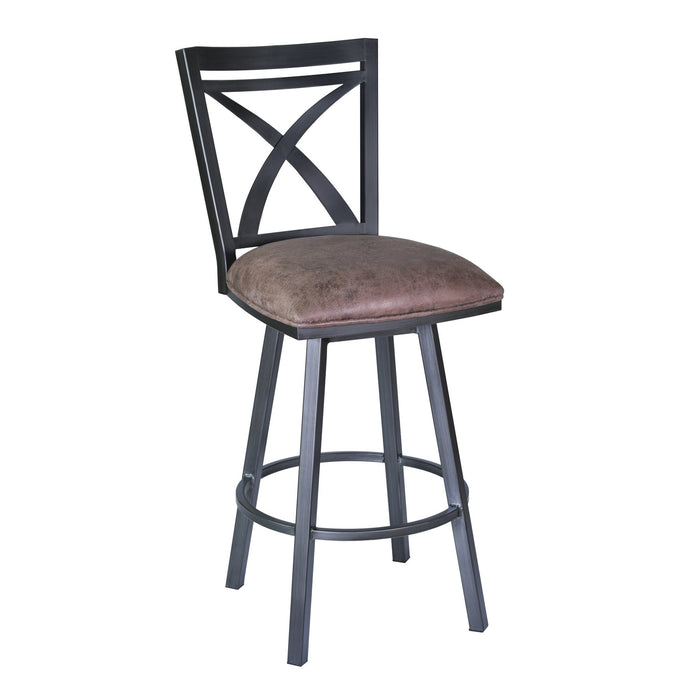 Nova 30" Bar Height Swivel Metal Barstool in Mineral finish with Bandero Tobacco
