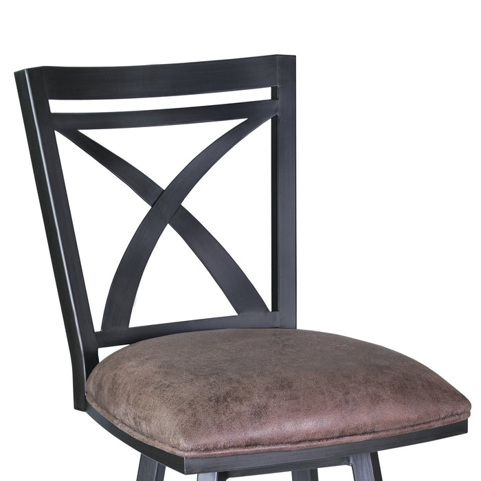 Nova 30" Bar Height Swivel Metal Barstool in Mineral finish with Bandero Tobacco