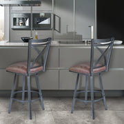 Nova 30" Bar Height Swivel Metal Barstool in Mineral finish with Bandero Tobacco - Furniture City (CA)l