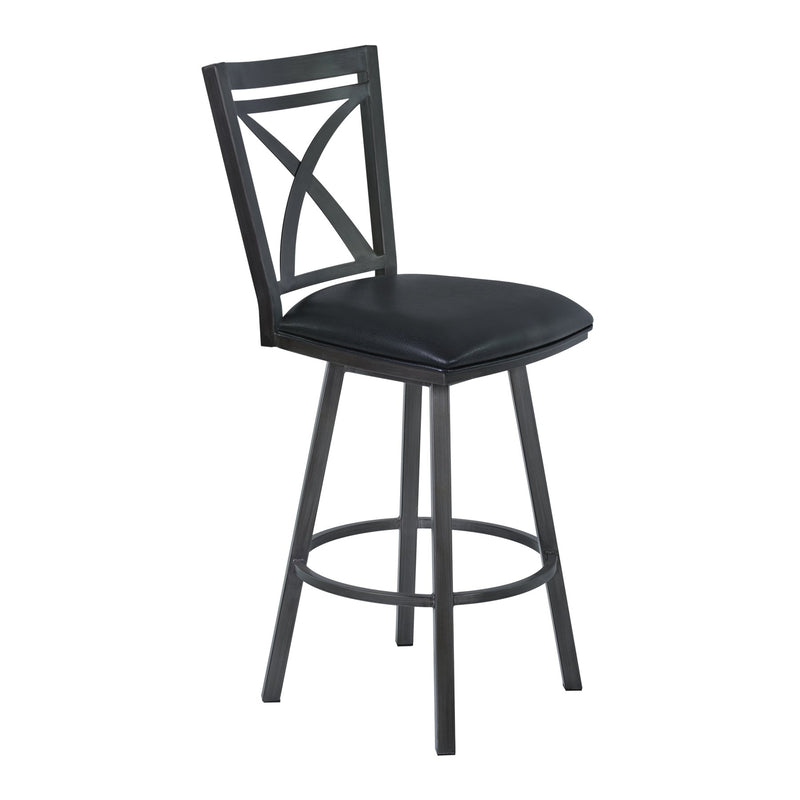Nova 26" Counter Height Metal Swivel Barstool in Ford Black Pu and Mineral Finish - Furniture City (CA)l