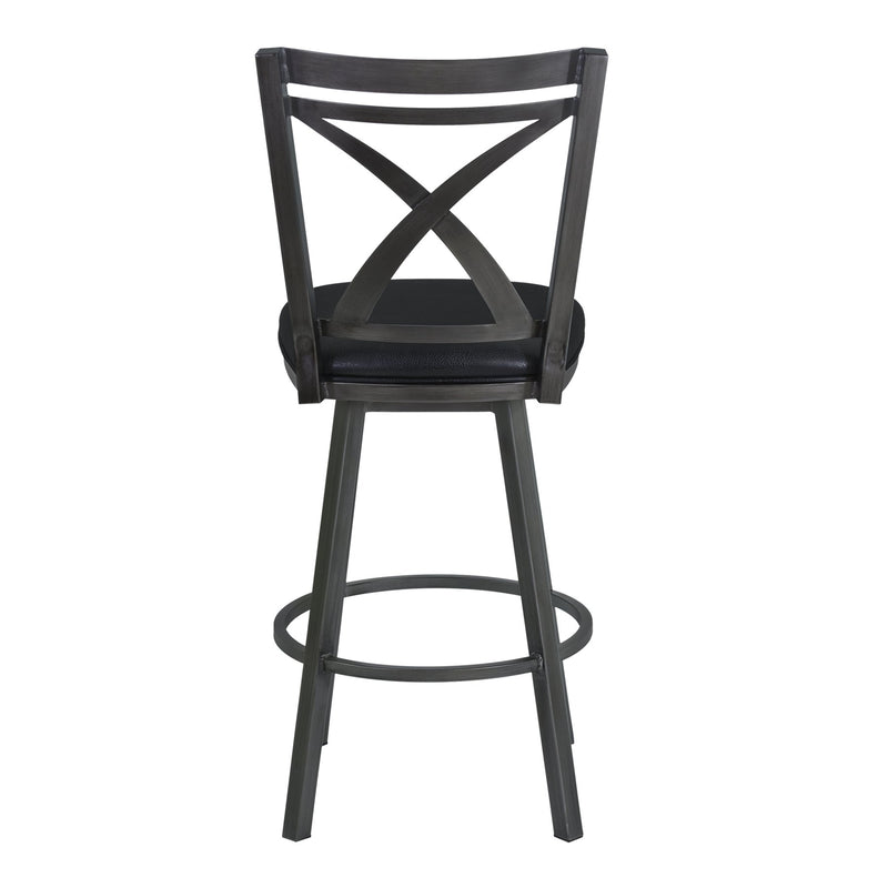 Nova 26" Counter Height Metal Swivel Barstool in Ford Black Pu and Mineral Finish - Furniture City (CA)l