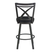 Nova 30" Bar Height Metal Swivel Barstool in Ford Black Pu and Mineral Finish - Furniture City (CA)l