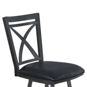 Nova 30" Bar Height Metal Swivel Barstool in Ford Black Pu and Mineral Finish - Furniture City (CA)l