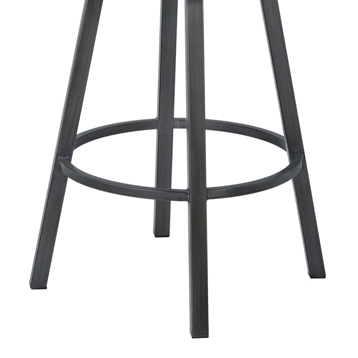 Nova 30" Bar Height Metal Swivel Barstool in Ford Black Pu and Mineral Finish