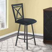 Nova 30" Bar Height Metal Swivel Barstool in Ford Black Pu and Mineral Finish - Furniture City (CA)l