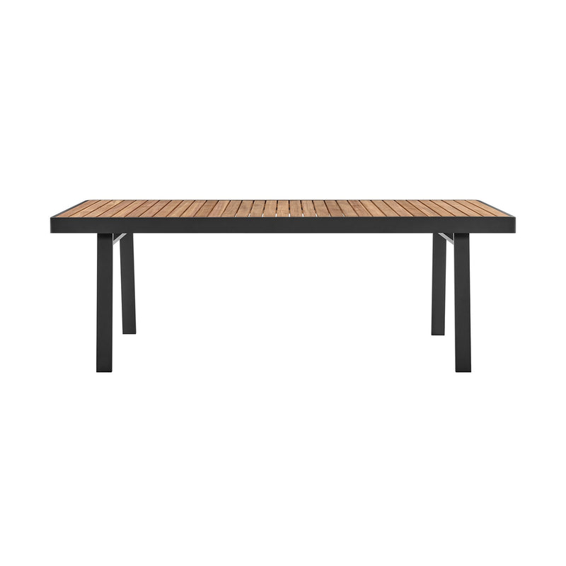 Nofi Outdoor Patio Dining Table in Charcoal Finish with Teak Wood Top - Furniture City (CA)l